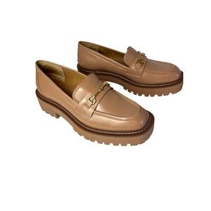 Sam Edelman Laura Chunky Tan Loafers with Gold Accent